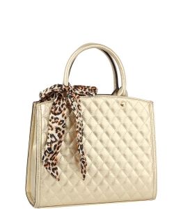 Fashion Quilted Leopard Scarf Satchel QF0031 GOLD